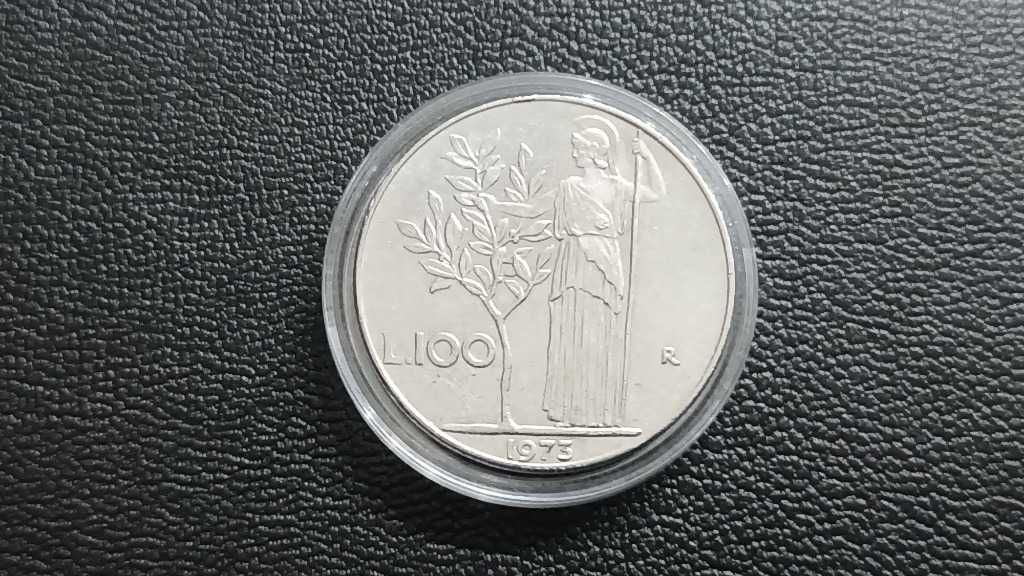 Moneta Italia 100 Lira 1973 Roma-Piękna