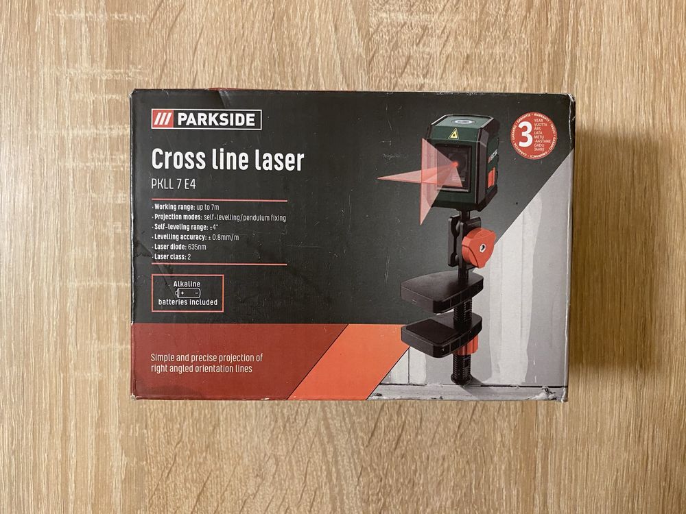 Nowy Laser krzyżowy PARKSIDE PKLL 7 E4 z zaciskiem Okazja