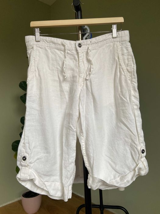 Lniane białe szorty