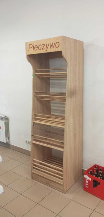 Regał na pieczywo H-200 cm L-60 cm G-50 cm plexi oświetlenie  dąb