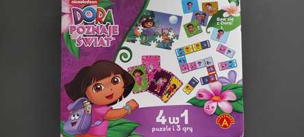 Dora poznaje świat 4w1 puzzle i 3 gry