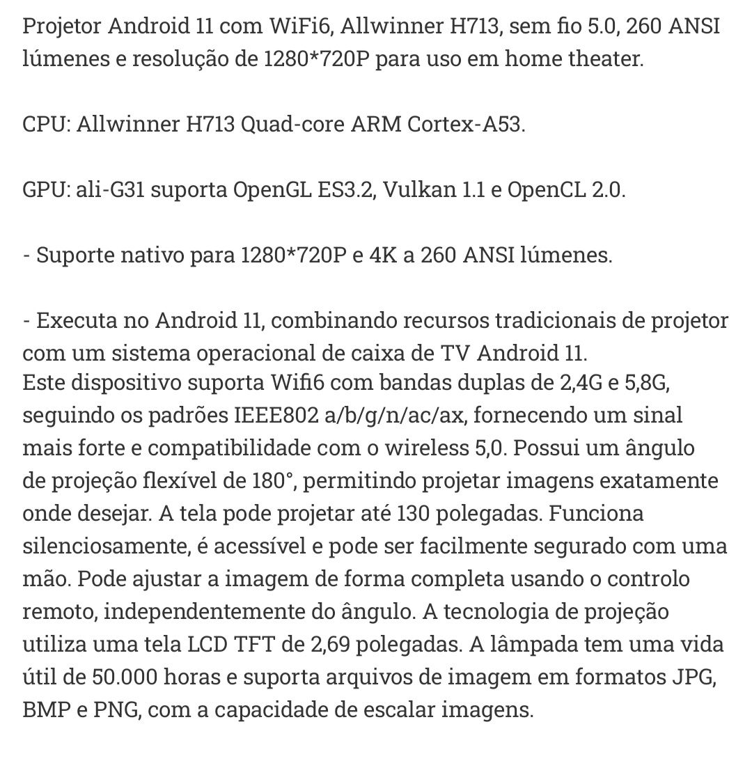 Projetor 4k alta resolução novo