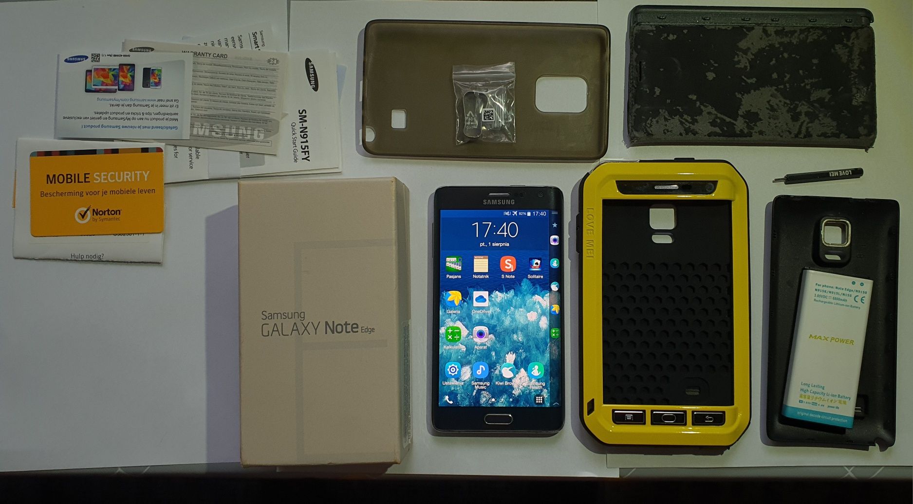 Kolekcjonerski Galaxy Note Edge, biały kruk, bogaty zestaw, dodatki