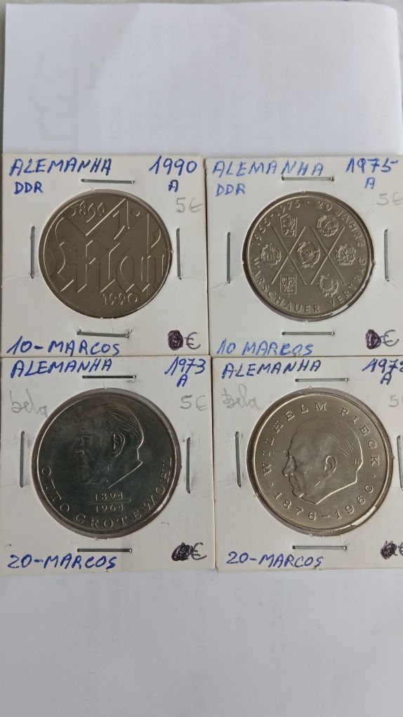 Moedas de 10 e 20 markos Alemães.