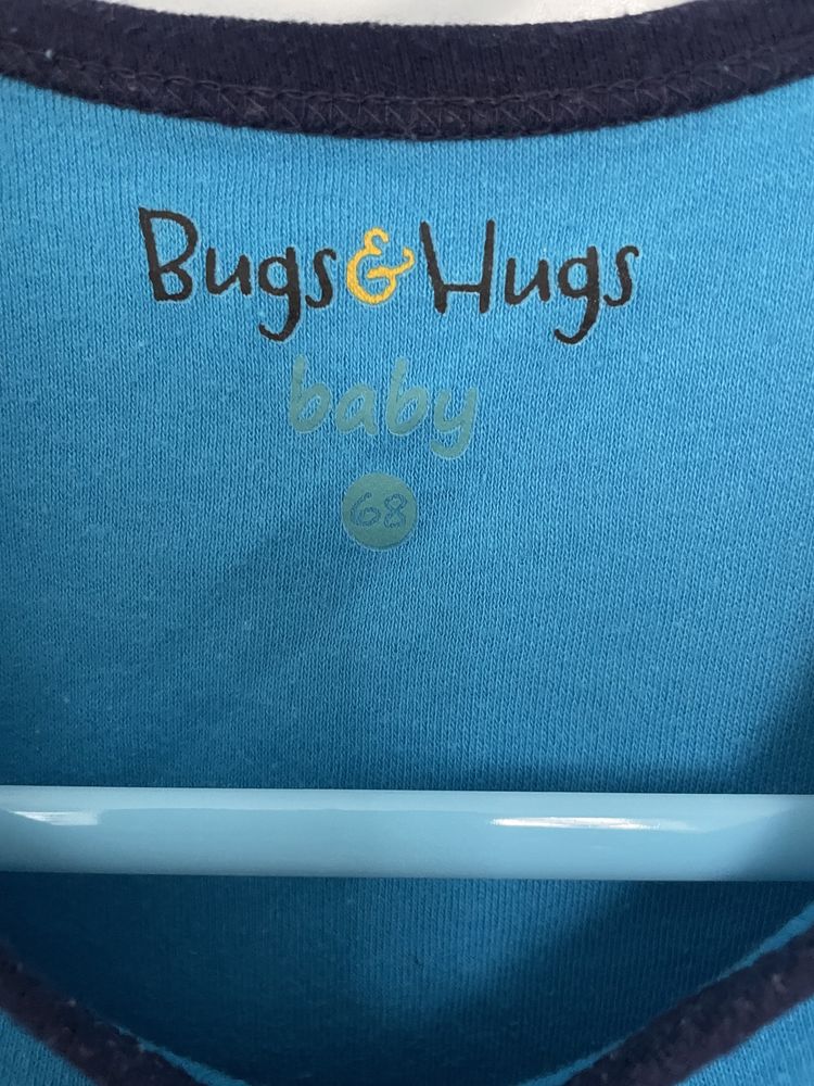 Body z krótkim rękawem niemowlęce Bugs&hugs niebieskie 68