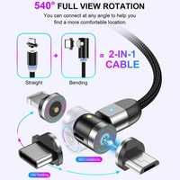 Оригинальный Магнитный кабель для зарядки Uslion 3 в 1, 360°+180°