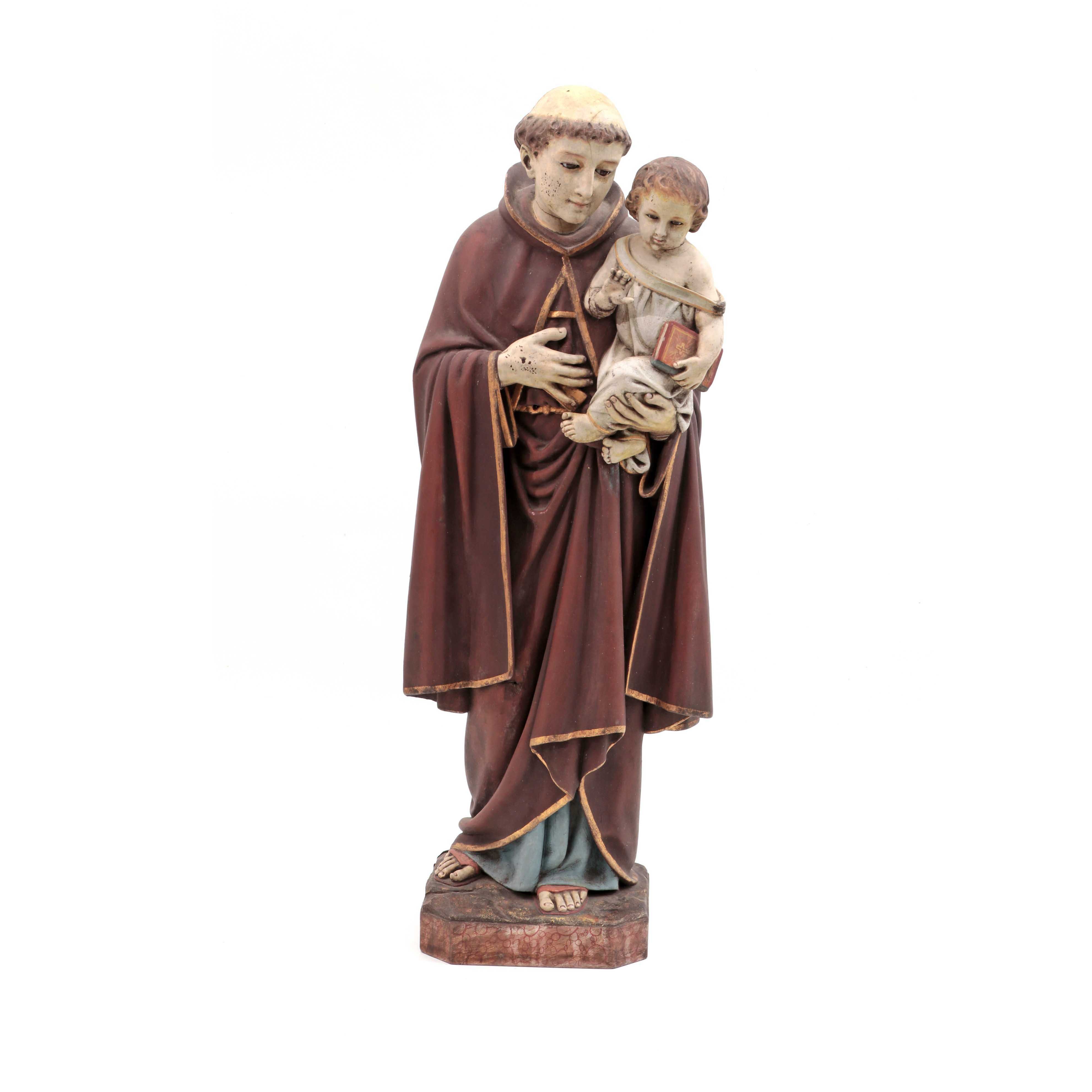 Imponente Escultura de Santo António com O Menino