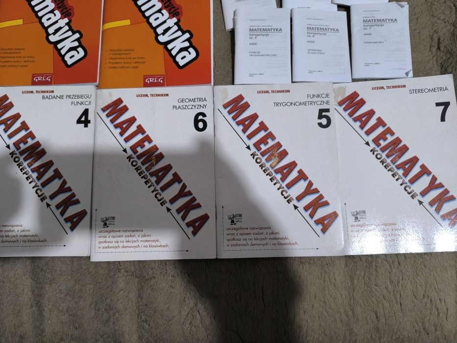 Zestaw książek Matematycznych, korepetycje, tablice matematyczne