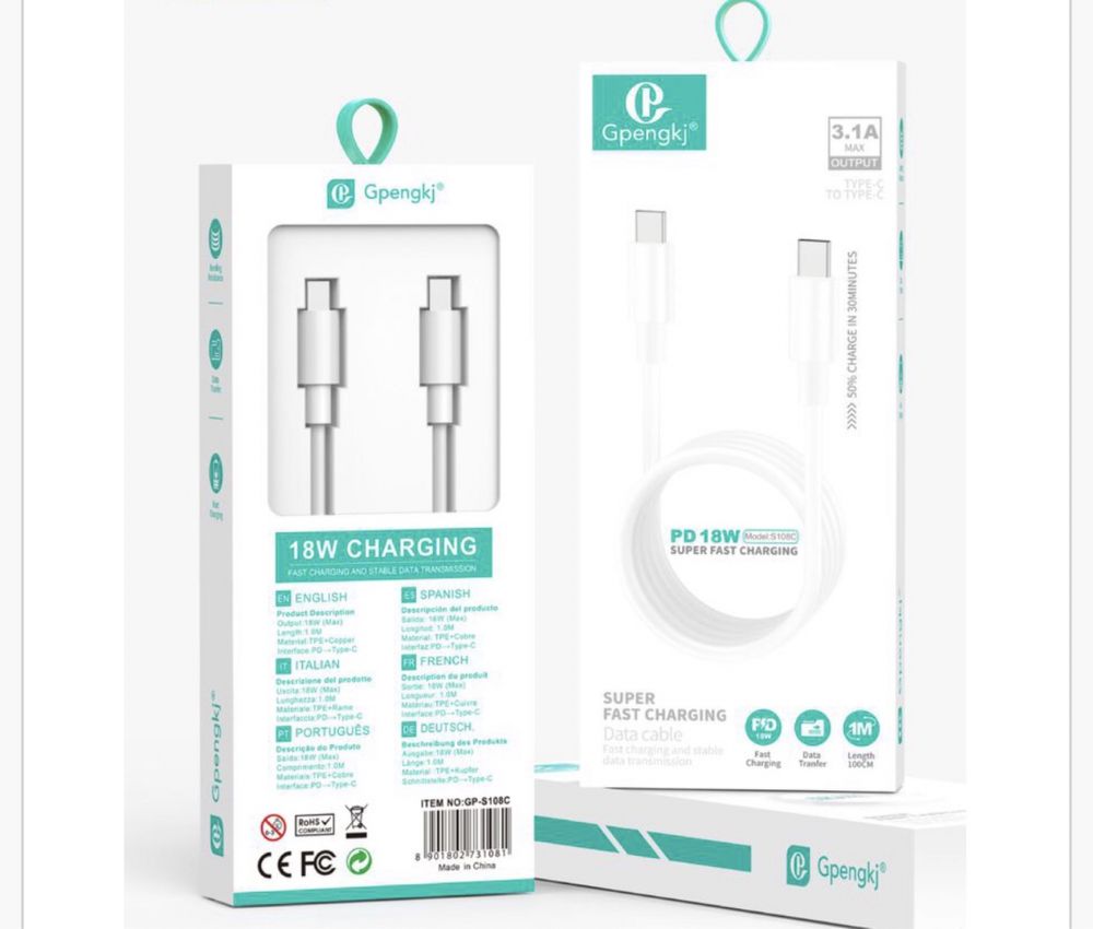 Nowy Kabel typ C 18W