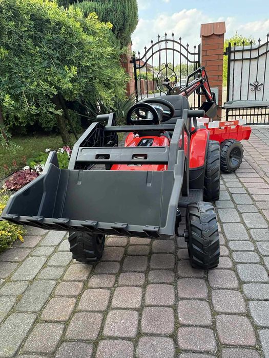 TRAKTOR na Akumulator z przyczepką Dla Dzieci 400W 24V Koparka Ciągnik