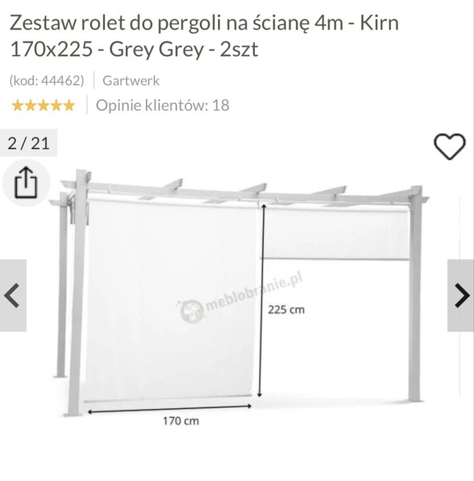 Zestaw rolet do pergoli