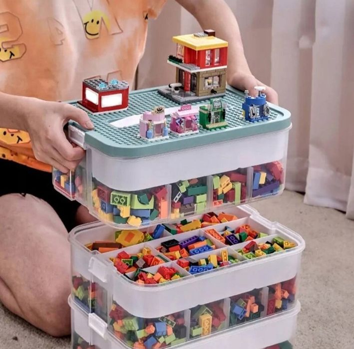 Pojemnik na Klocki 3 Warstwowy Pietrowy LEGO Organizer z przegródkami