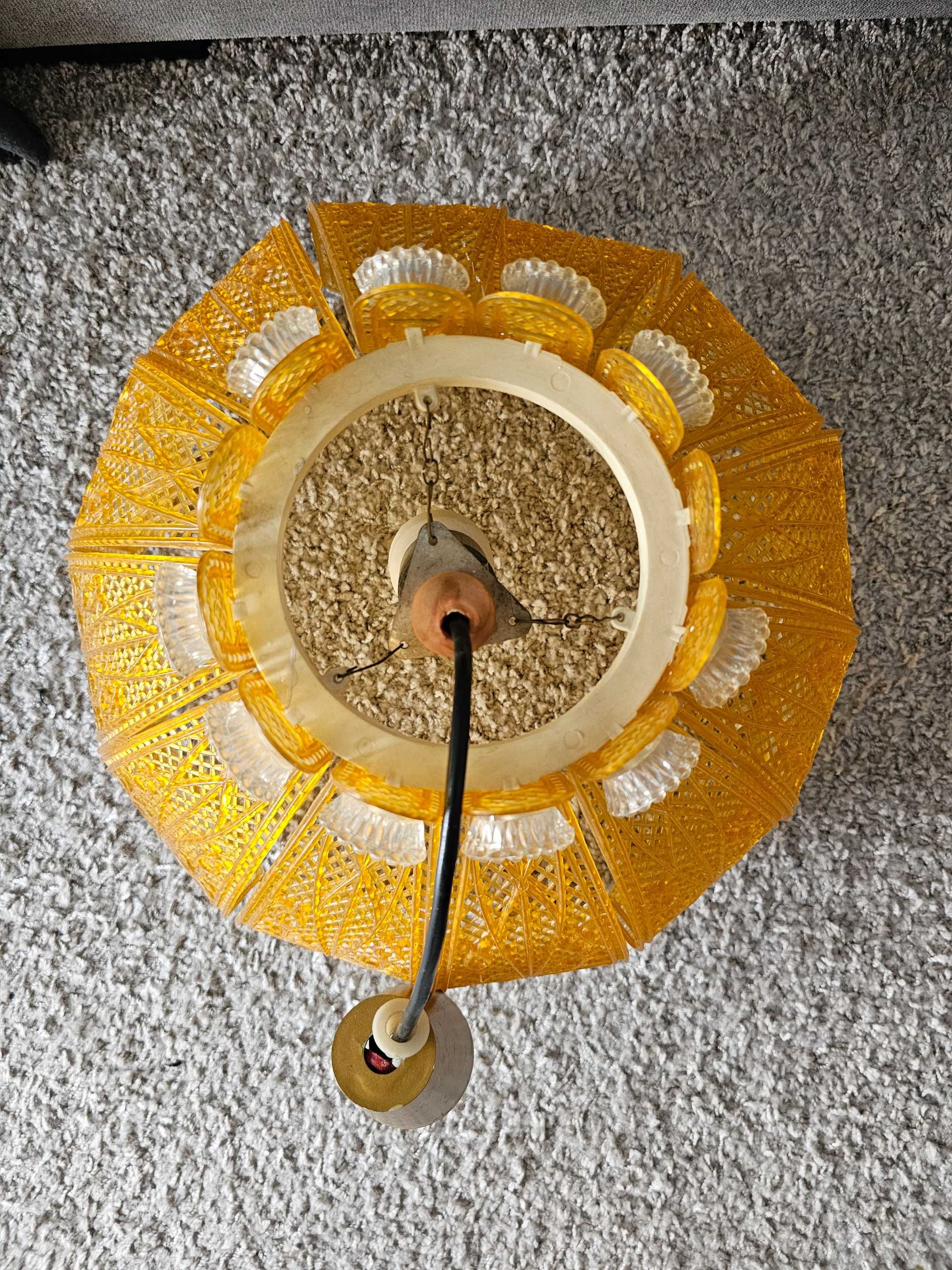 Pomarańczowy Żyrandol PRL Lampa sufitowa
