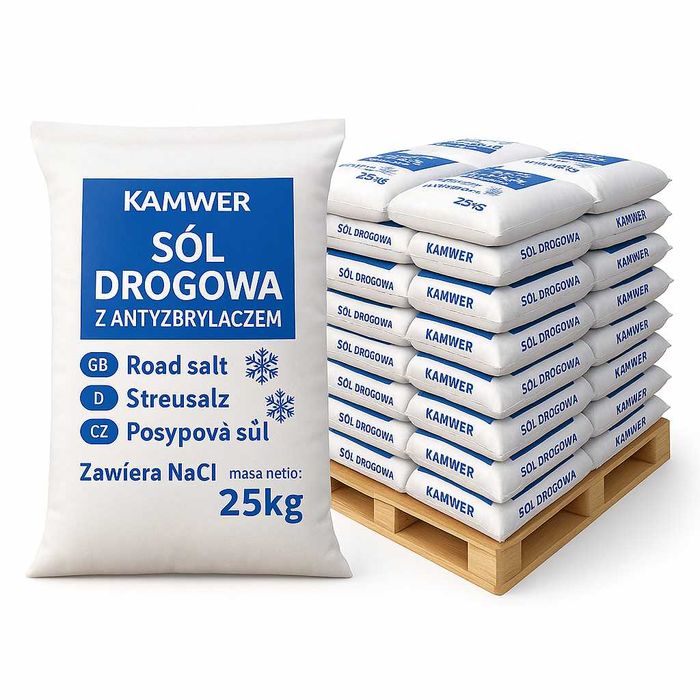 Sól drogowa Kłodawa DR1 1000kg| Worki 25kg | Dostawa cała Polska