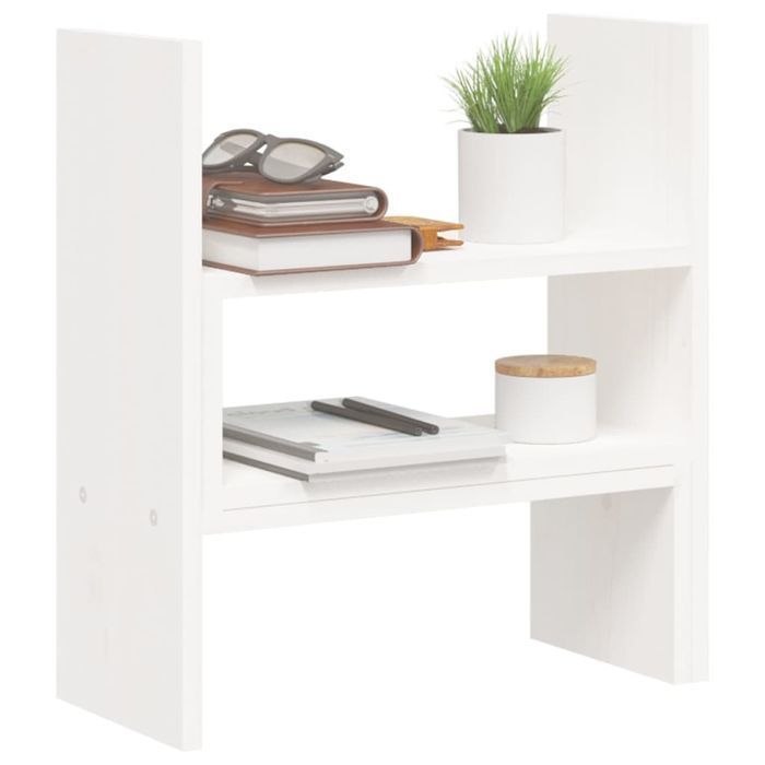Vidaxl Podstawka Na Monitor, Biała, (39-72)X17X43 Cm, Drewno Sosnowe