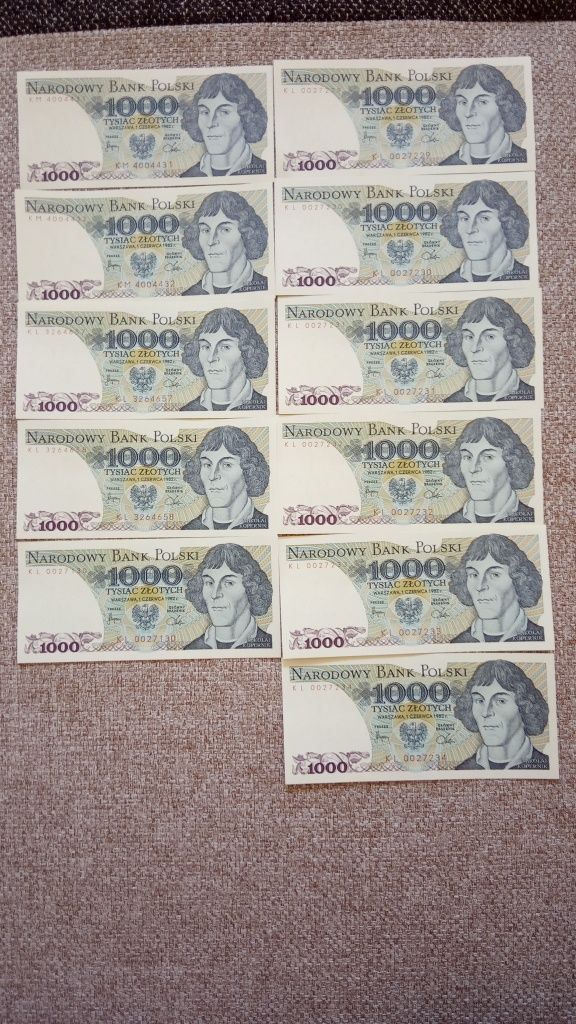 Banknoty Kolekcjonerskie PRL 1000zł ( 1982r ) stan I UNC