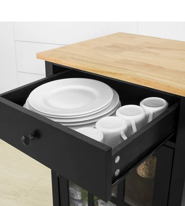 SoBuy FKW98-SCH Wózek kuchenny z 1 drzwiami i szufladą