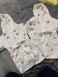 Теплі банні халати для дівчат близнят двійнят