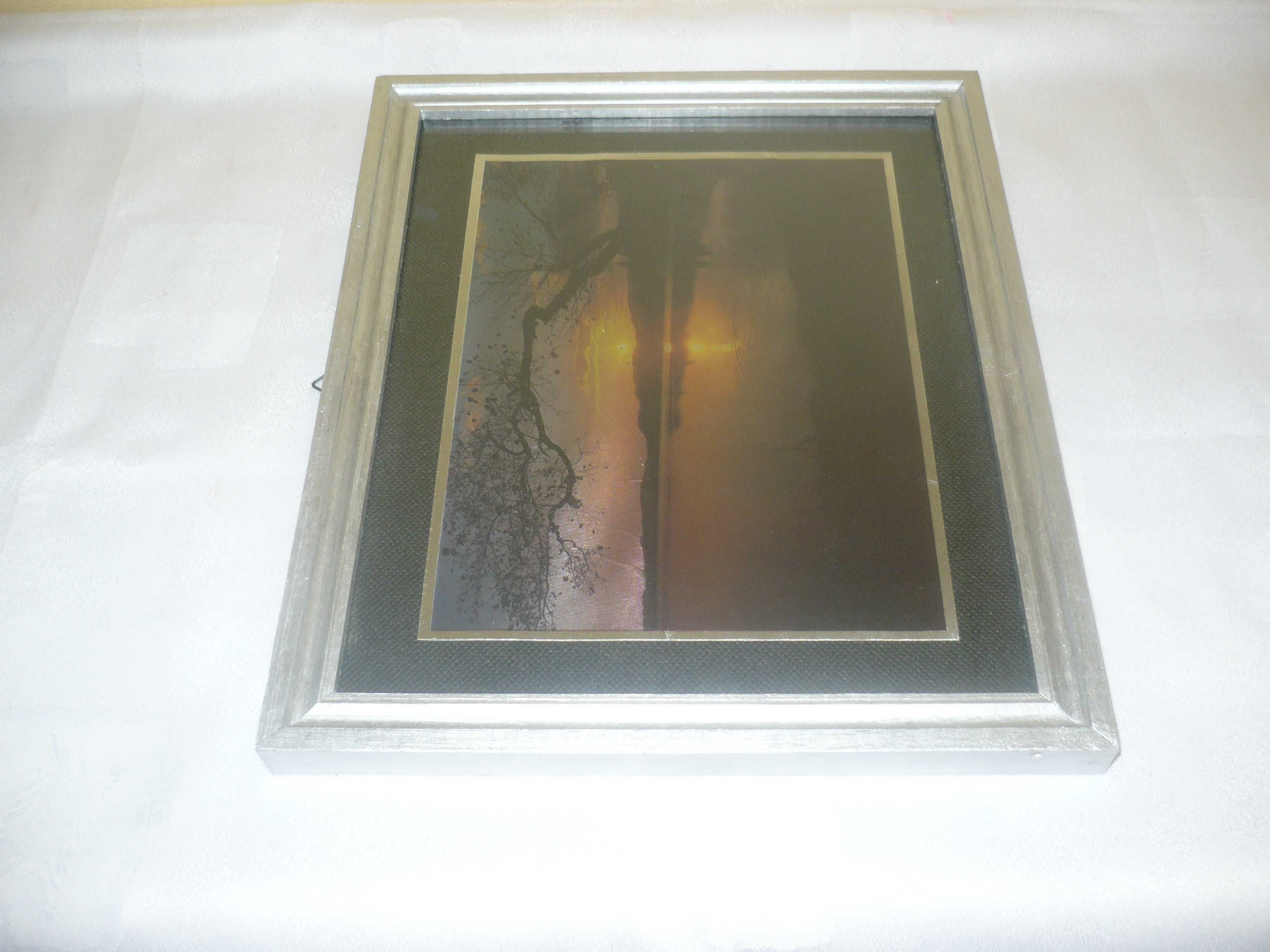 Obrazek wiszący w srebrnych drewnianych ramkach 28,5 cm x 23,5 cm