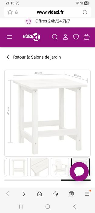 Cadeira com mesa de jardim exterior