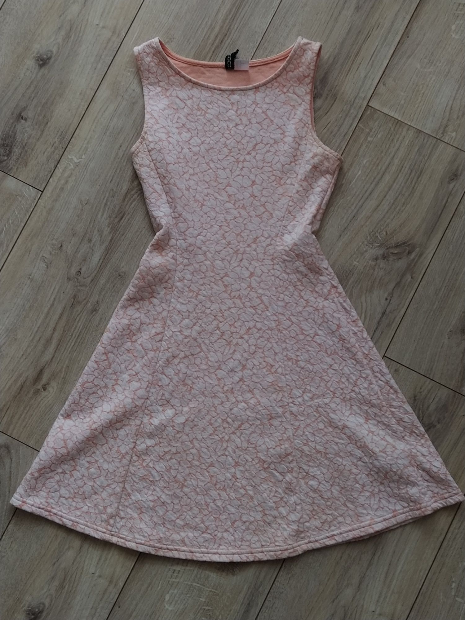 Jasna, różowa sukienka w kwiatki H&M r S 36 idealna na wesele urodziny