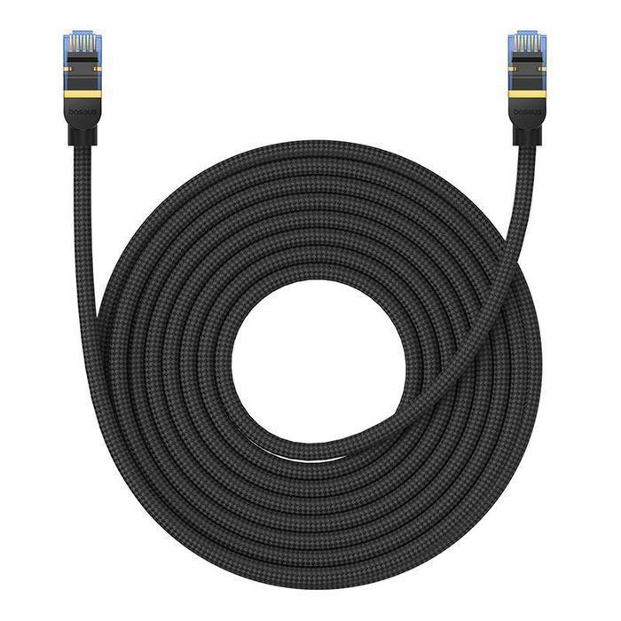 10M Kat. Kabel Baseus Oplocie Sieciowy Ethernet Rj45, (Czarny) 10Gbps,