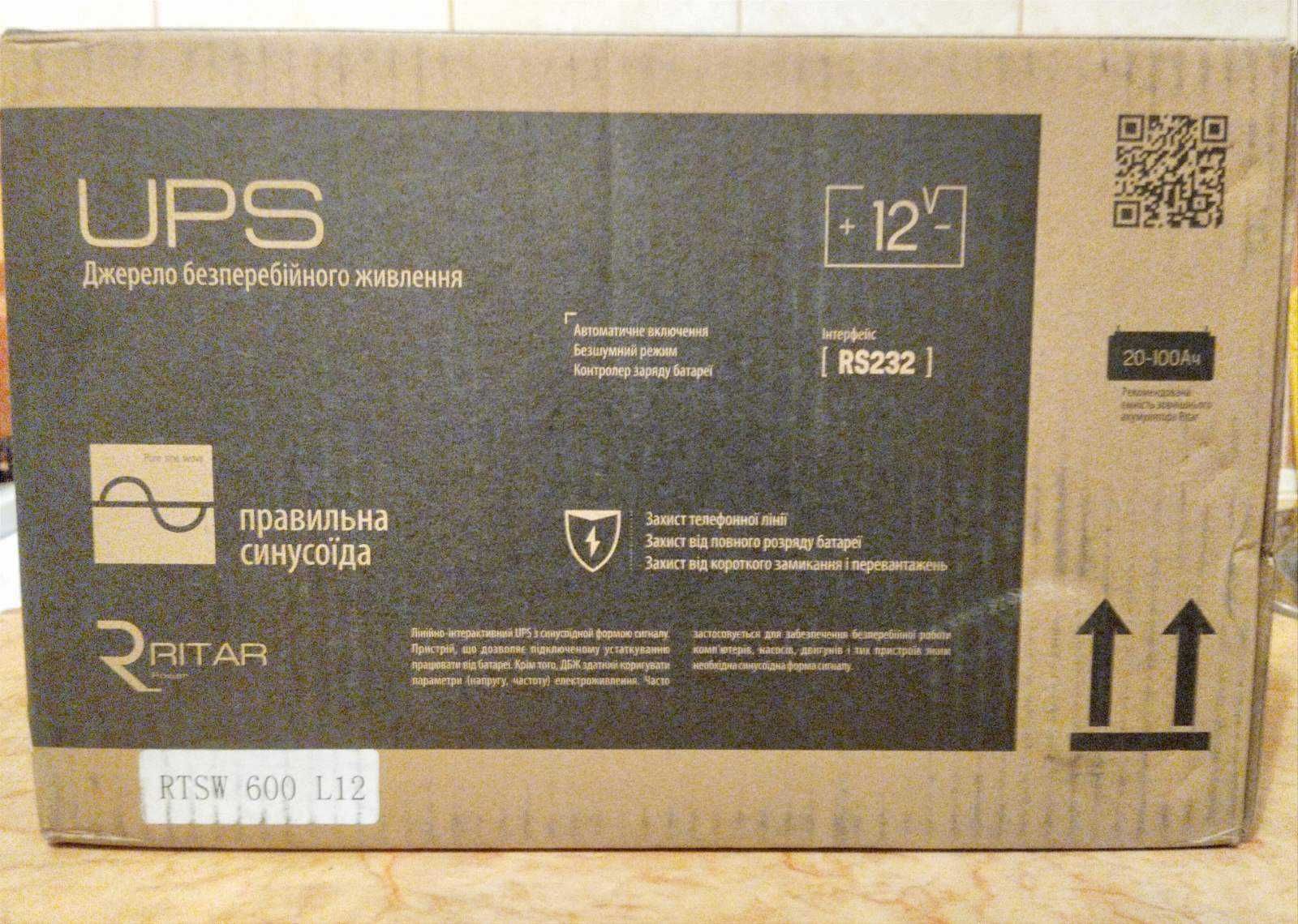 ДБЖ для котла UPS Ritar RTSW 600 LED/LCD (360Вт) правильна синусоїда