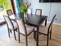 Stół 140/180 cm + 6 krzeseł