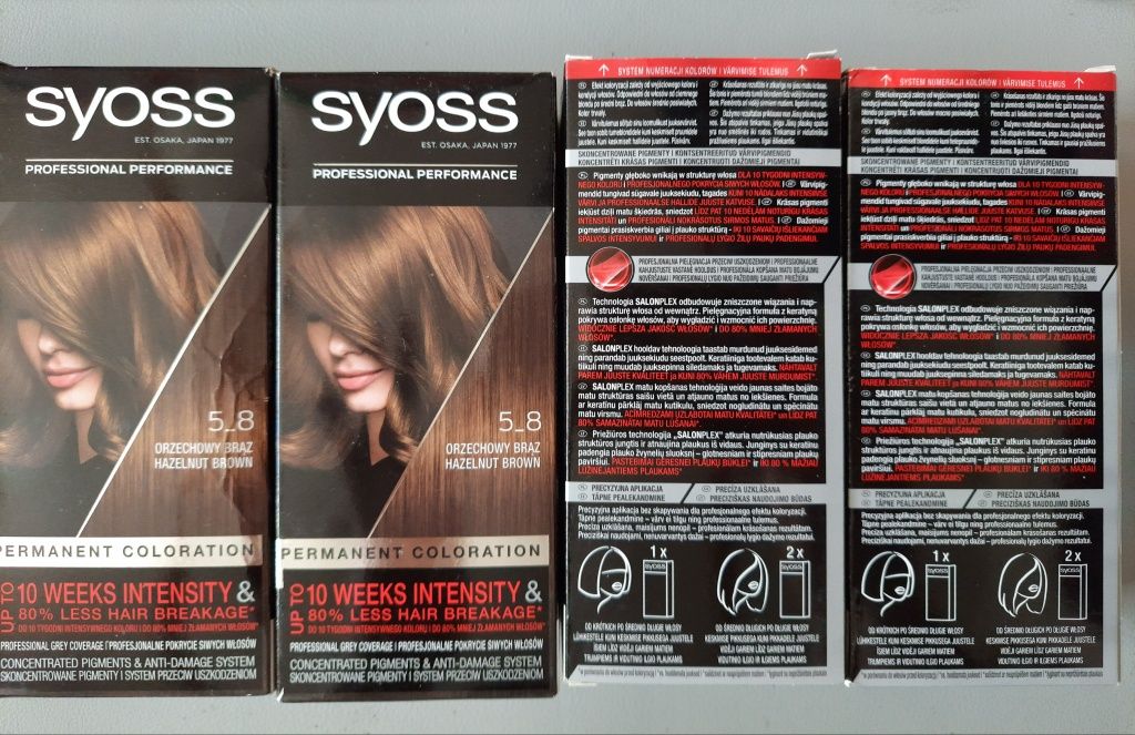 5szt krem koloryzujący Syoss:orzechowy brąz5_8(4szt)+1ciemny blond 6_8