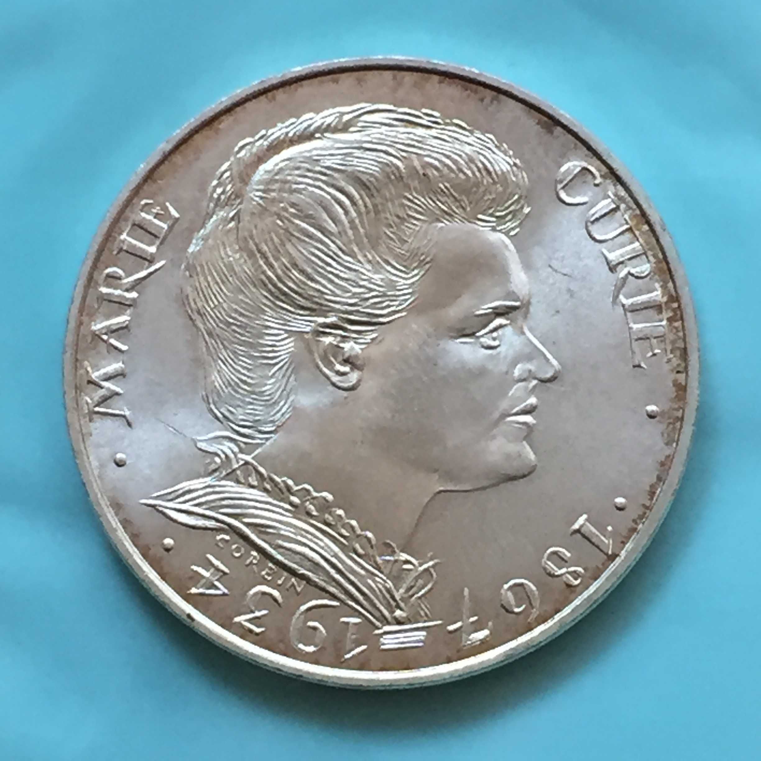 França - moeda 100 Francos 1984 - Marie Curie - prata