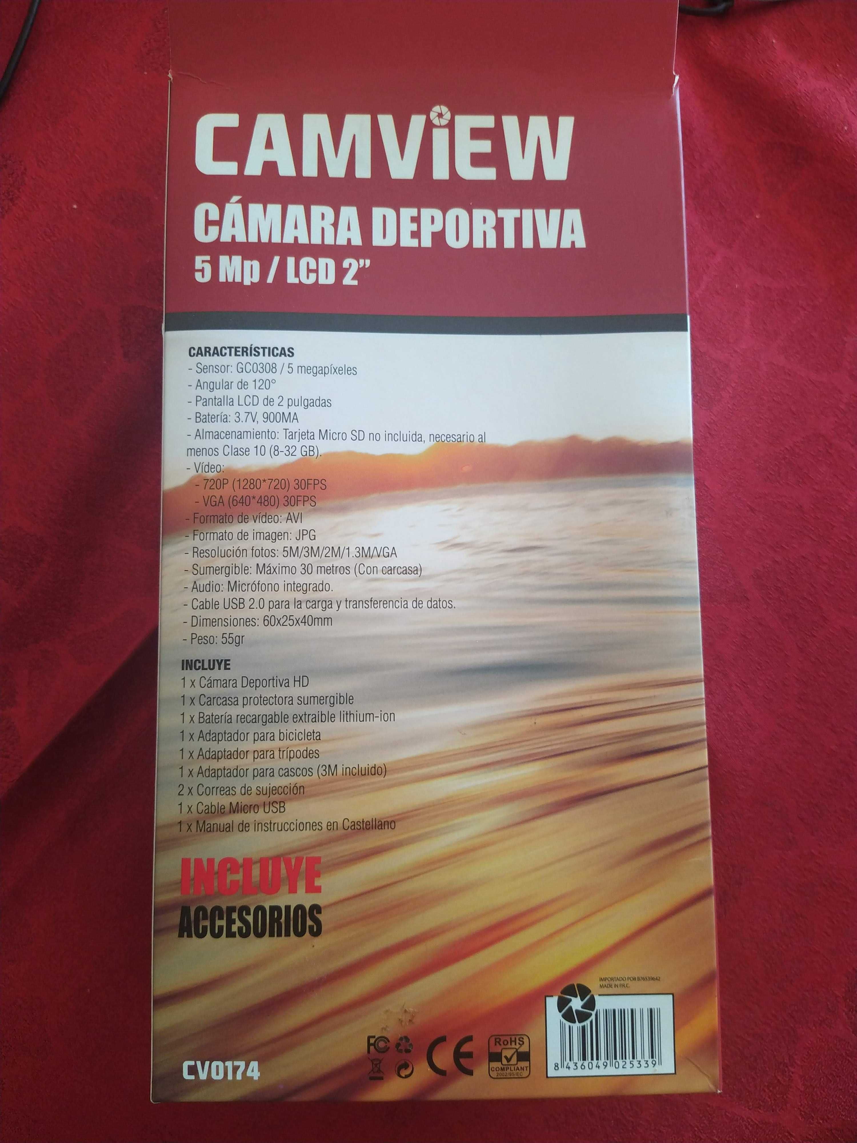 Câmara de Acção Desportiva Full HD 720P 5MPX LCD 2"