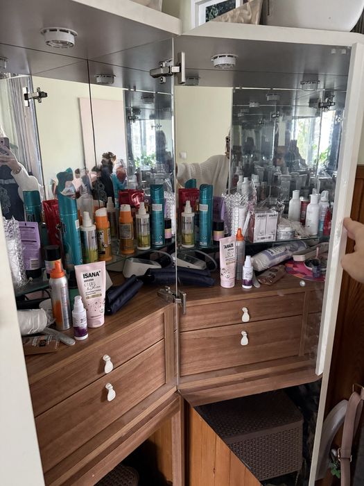 toaletka z oświetleniem, 4 szuflady szklana połka