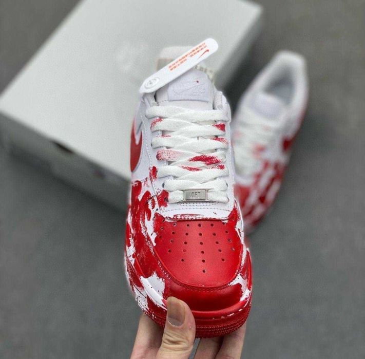 (БЕЗ ПЕРЕДОПЛАТИ) Nike Air Force 1 Blood Custom найк аір аер форс білі