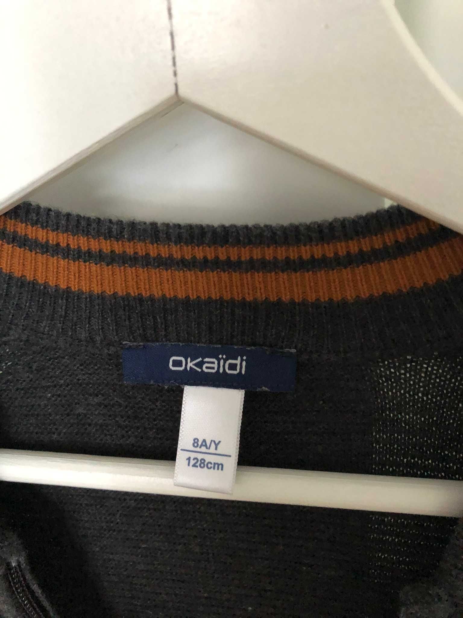 Okaïdi bluza/sweter 128/8 lat na suwak kolor ciemny szary bardzo ładna