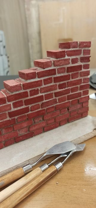 Cegiełki czerwone modelarskie gipsowe cegły model, diorama 60szt