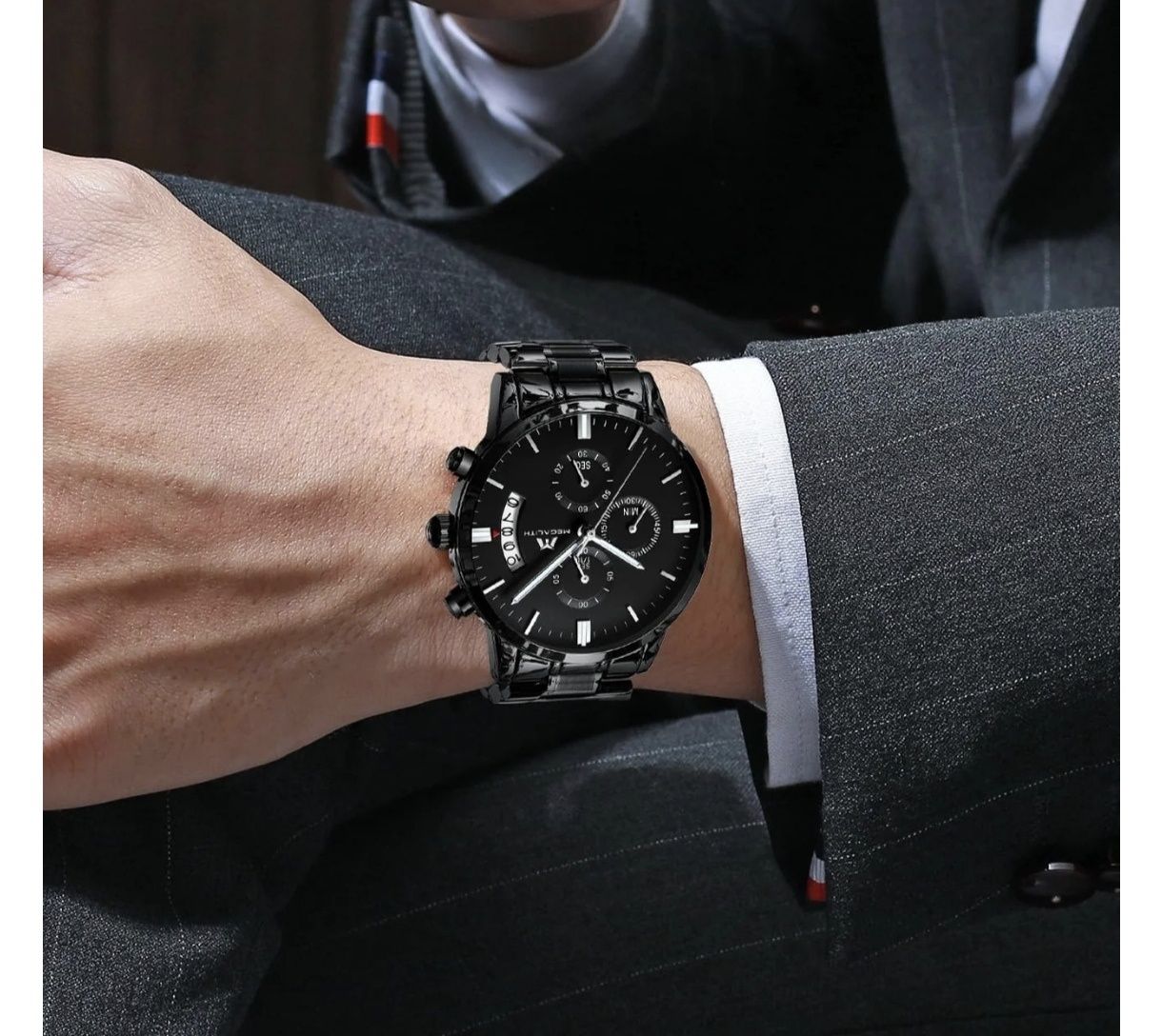 Megalith zegarek Chronograf Stal Japan movt  Wodoodporny męski