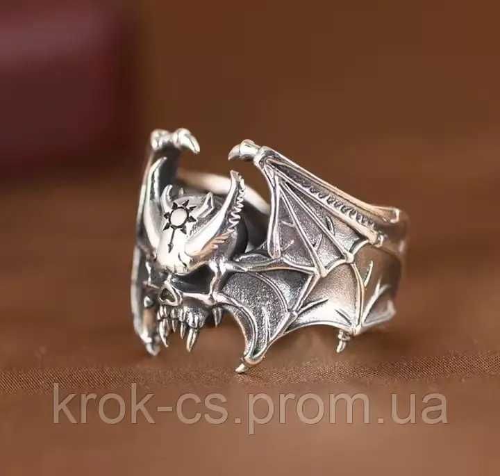 Кільце печать "Череп.Летюча миша;" захист воїна,оберіг, талісмант