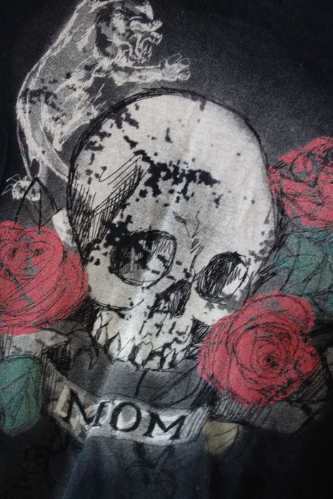 T-shirt unisex czarny grafika trupia czaszka róże Only&Sons bawełna