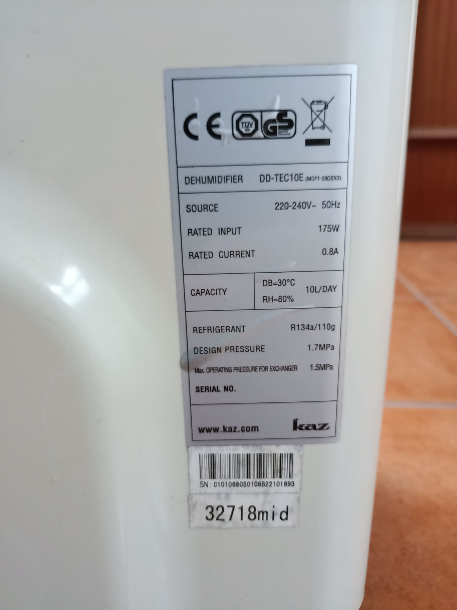 Desumidificador duracraft para peças.
