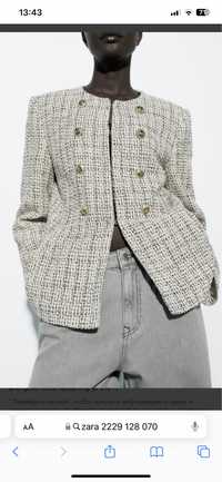 Новий жакет твідовий піджак Zara з ціною ідеальний куртка блейзер