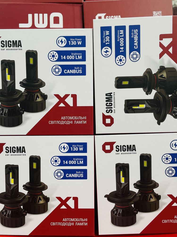 Лампочки лед лампи H7, H4 Sigma X1/65W/14000Lm/CAN BUS(комплект 2шт)