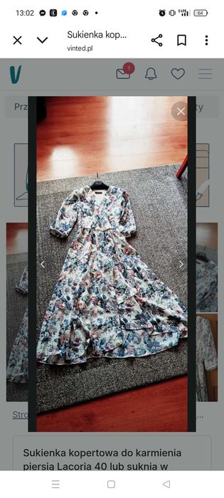 Sukienka kopertowa do karmienia LACORIA 40 lub suknia w kwiaty
