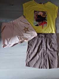Paka / zestaw ubrań damskich spodenki bluzka spódniczka