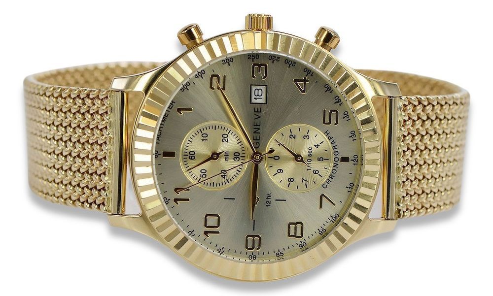Złoty zegarek 14k 585 z bransoletą męski Geneve mw007y&mwb014y K