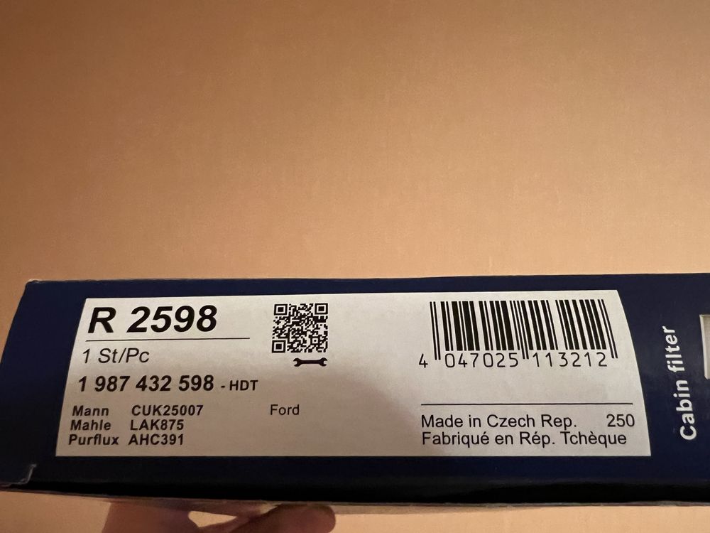 Фільтр салону Bosch R2598