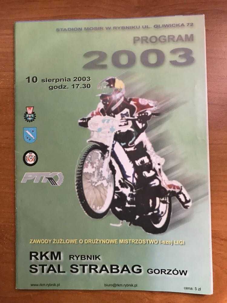 Program żużlowy DMP I liga Row Rybnik - Stal Gorzów [Rybnik, 2003r.]
