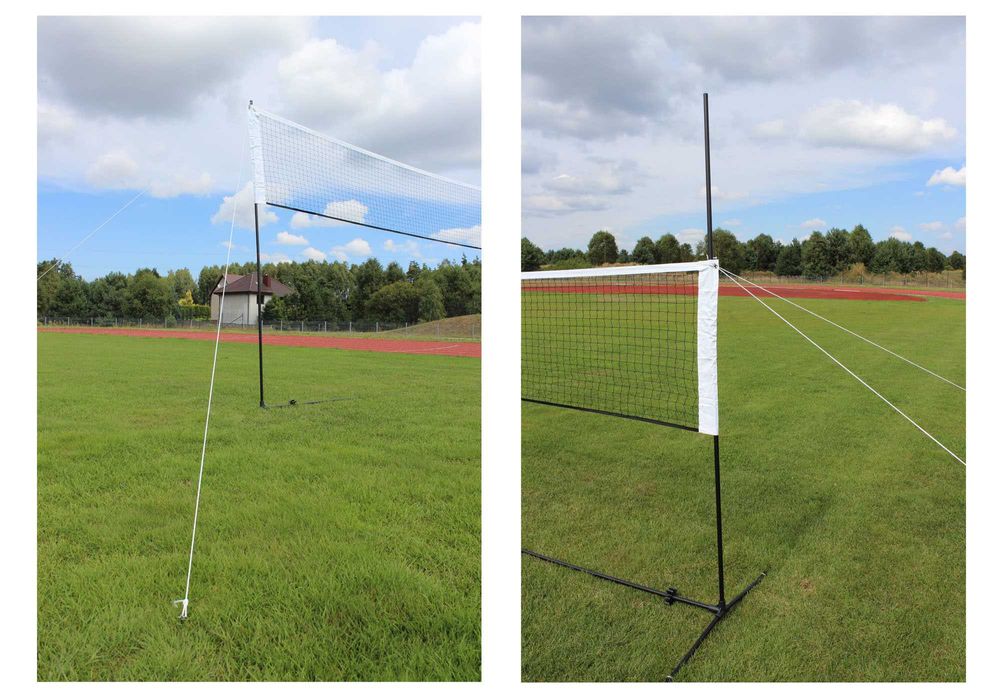 ZESTAW siatka 4m słupki kotwy do siatkówka badminton tenis zestaw 3w1