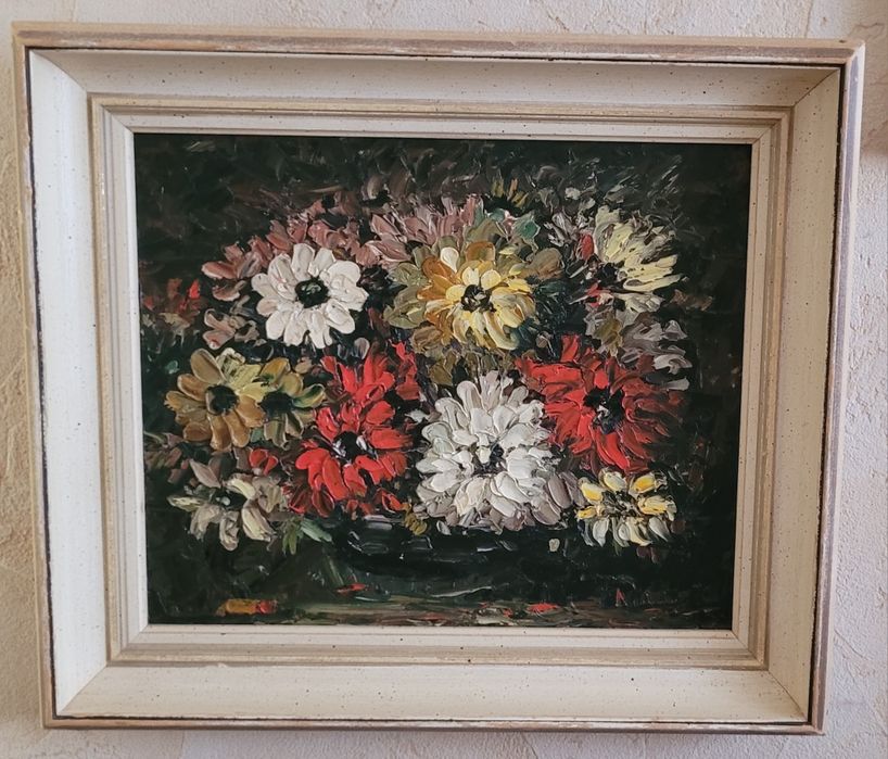 Obraz Olejny "Bukiet Kwiatów" - Piękna Martwa Natura, Wymiary 35x40 cm