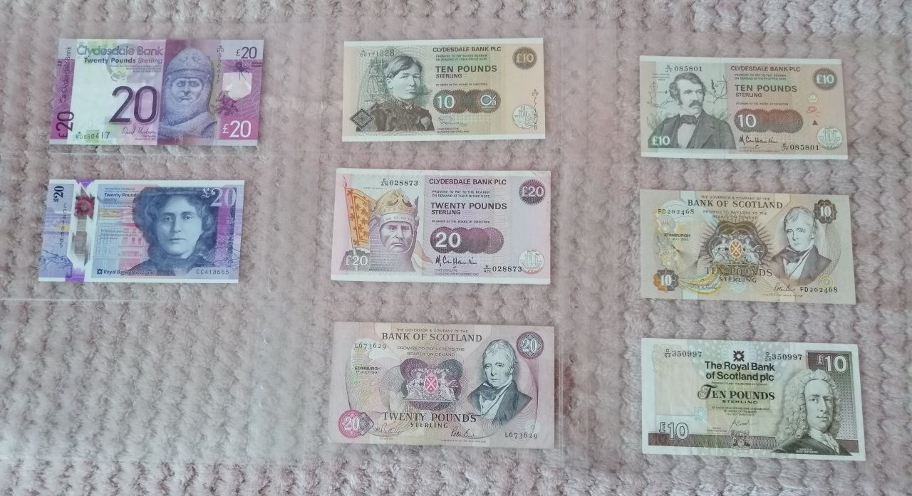 Zestaw 25szt banknotow Szkocja