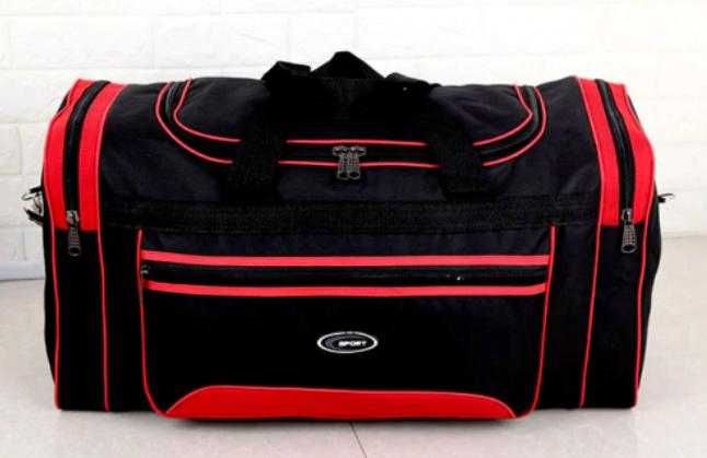 Nowa torba turystyczna podróżna sportowa czarna czerwona XL 90l 100l